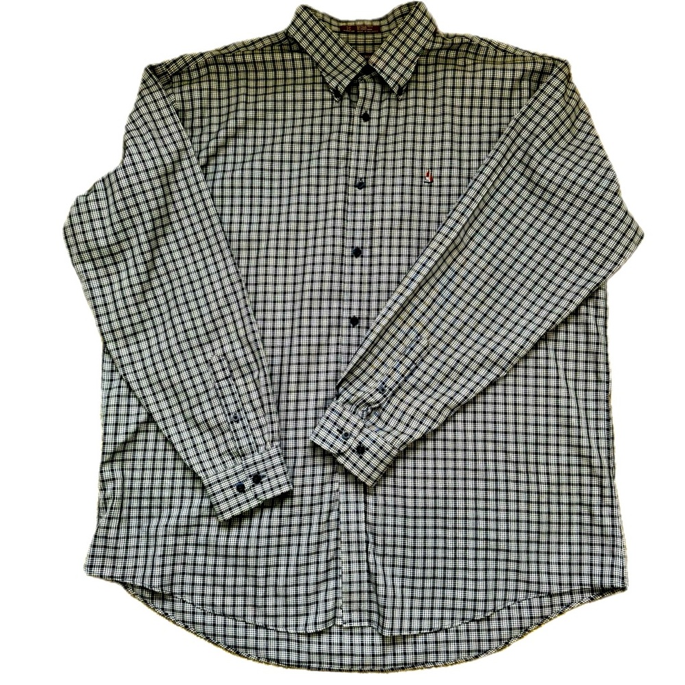 Nordstrom Smartcare Plaid Button Down Shirt Classic Fit Wrinkle Free Navy XXL